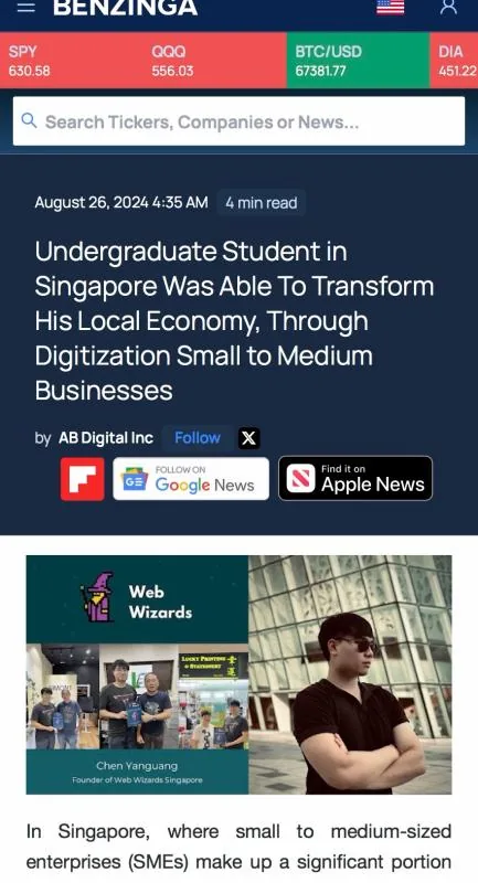 News feature on Web Wizards SG