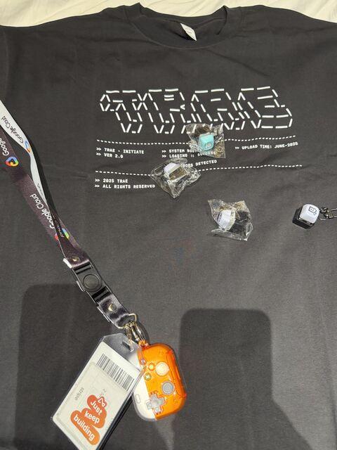 Trae AI hackathon shirt and participant swag